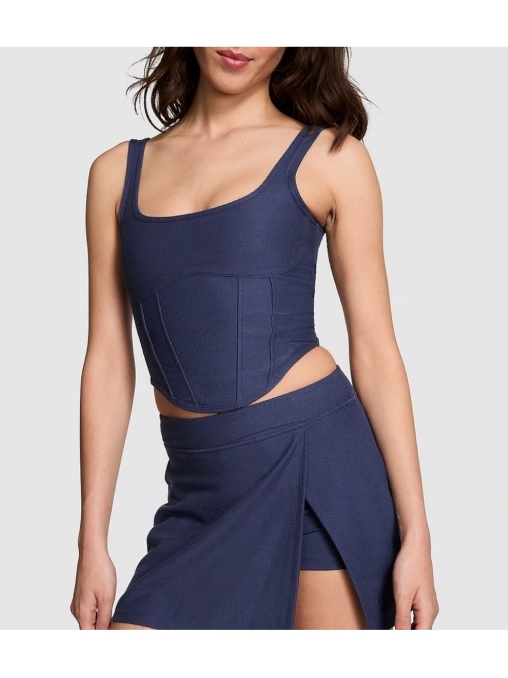 Victoria’s Secret PINK Cinched Pinquė Navy Blue Corset Style Top